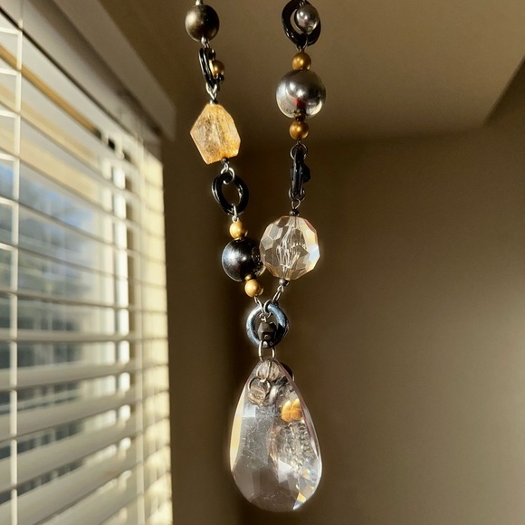 Crystal beaded necklace large teardrop bead and chunky beadwork - Picture 3 of 3